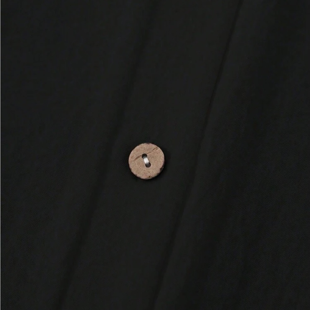 Plus Size Classic Elegant Roll Up Button Down Shirt Dress Black - Picture 4 of 9